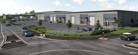 Artist’s impression of the trade counter terrace (building F1) at Horizon 38.