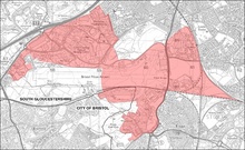 Map showing boundary of the Filton Enterprise Area, Bristol.