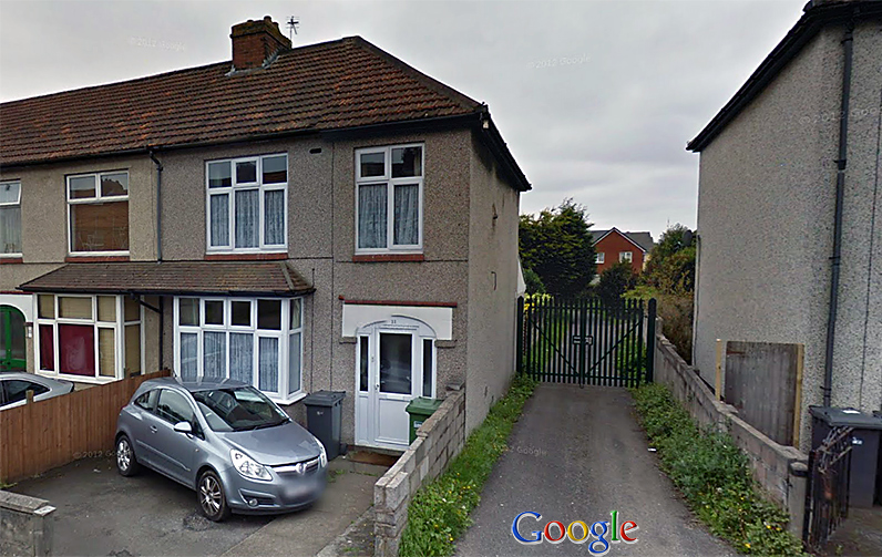 A gated access lane off Sixth Avenue, Filton.