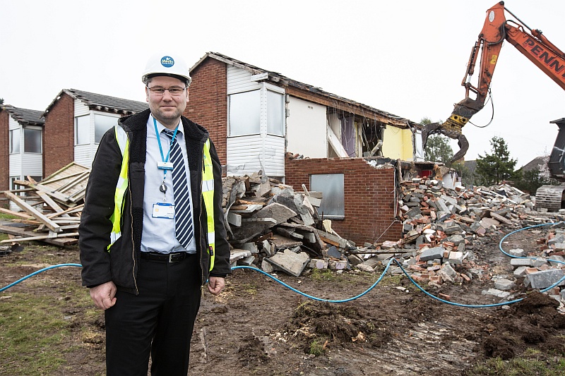 Demolition starts on Newleaze House in Filton - a Merlin Housing Society development.