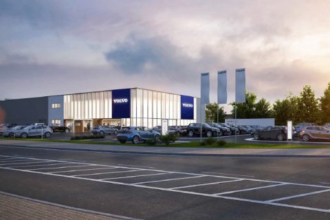 Visualisation of the proposed Volvo car dealership on the Horizon 38 business park.