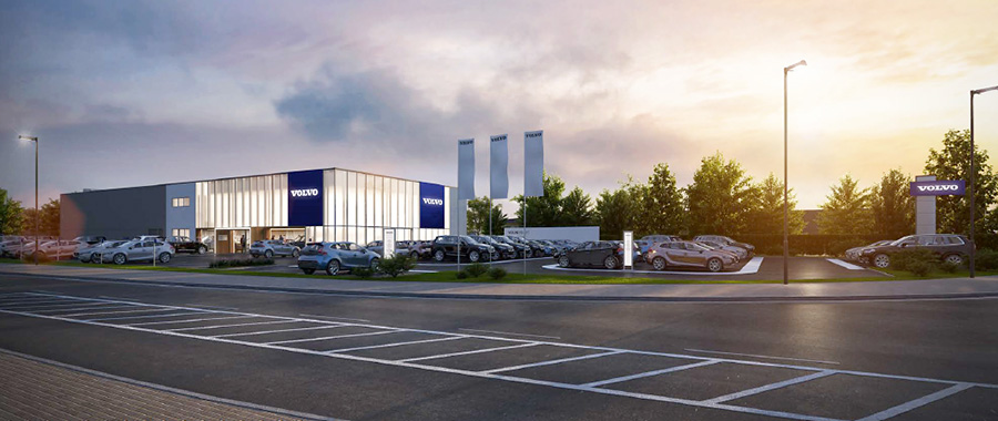 Visualisation of the proposed Volvo car dealership on the Horizon 38 business park.